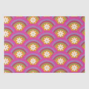 Papier Mousseline Motif de fleur les années 70 Daisy rétro sur arc-e