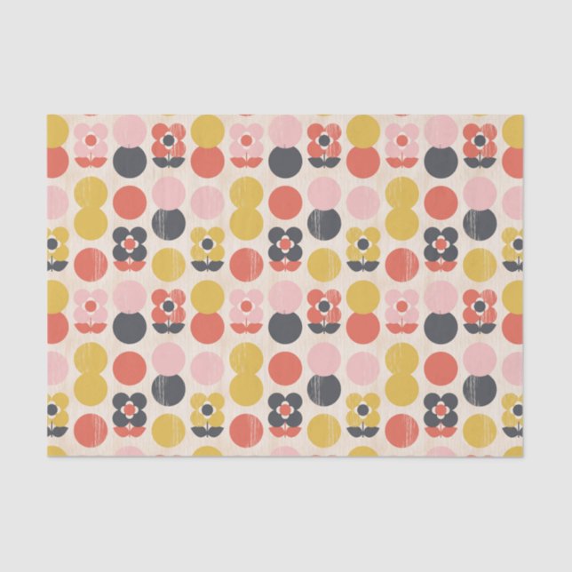 Papier Mousseline Motif de fleur moderne de la moitié du siècle (Recto)