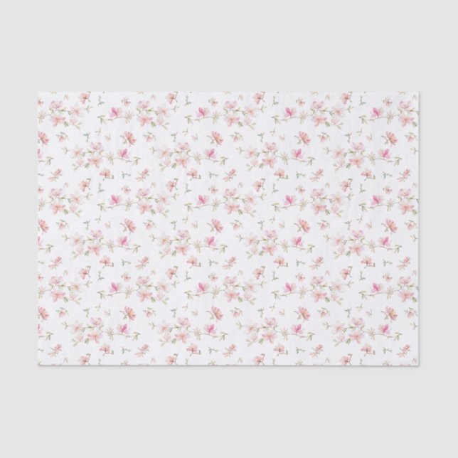 Papier Mousseline Motif de fleur rose mou d'aquarelle (Recto)