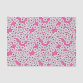 Papier Mousseline Motif de fleurs Art déco - blanc sur rose