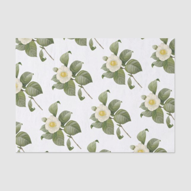 Papier Mousseline Motif de fleurs de Camellia (Recto)