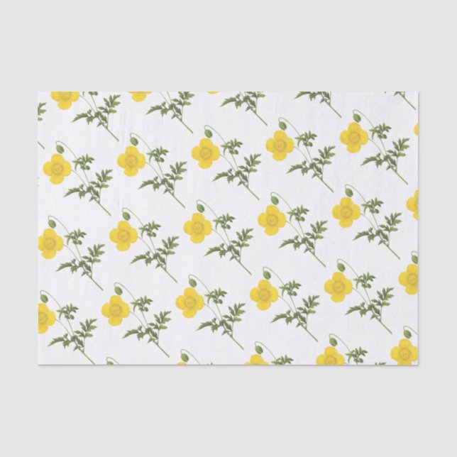 Papier Mousseline Motif de fleurs de pavot (Recto)