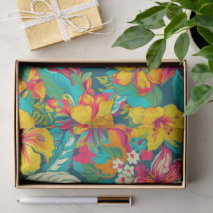 Papier Mousseline Motif de fleurs et de feuilles tropicales