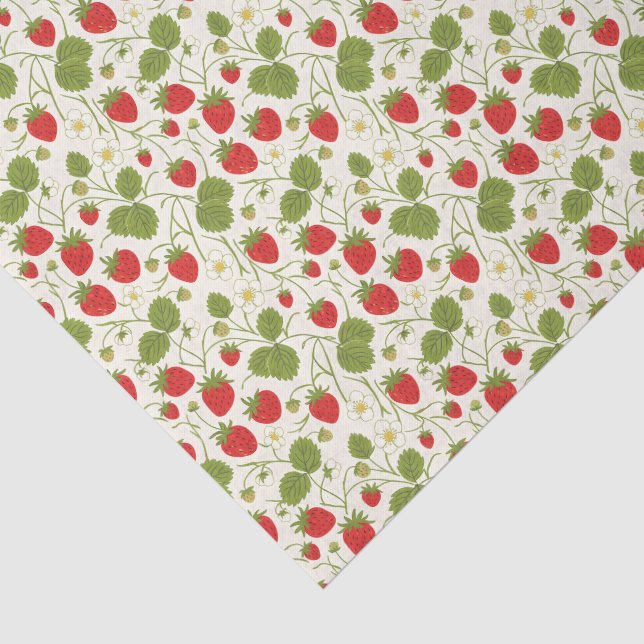 Papier Mousseline Motif de fleurs et de fraises (Détail)