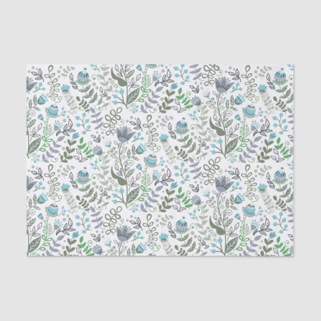 Papier Mousseline Motif de fleurs fantaisie d'art populaire polonais (Recto)