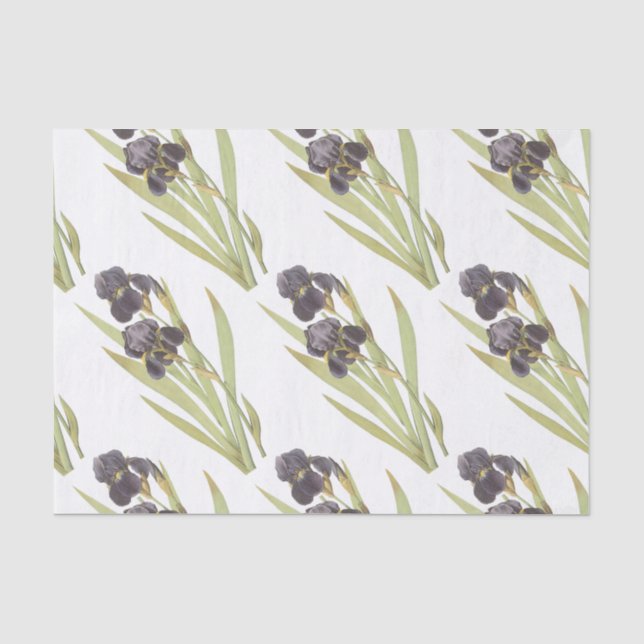 Papier Mousseline Motif de fleurs iris à billes (Recto)