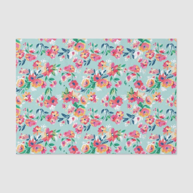 Papier Mousseline Motif de fleurs peint (Recto)