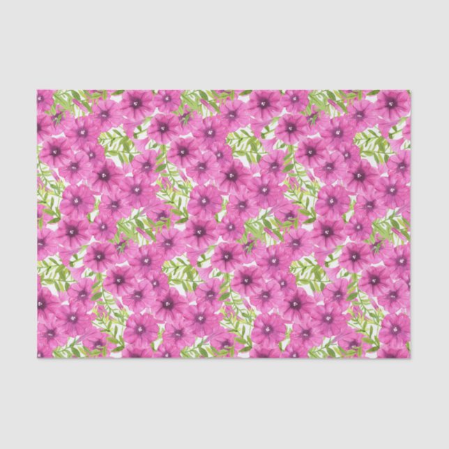 Papier Mousseline Motif de fleurs pétunia rose (Recto)