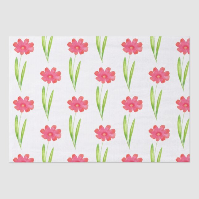 Papier Mousseline Motif de fleurs rouge, rose (Recto)