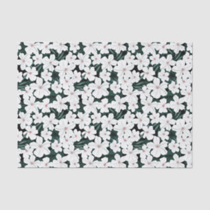 Papier Mousseline Motif de fleurs tropical blanc