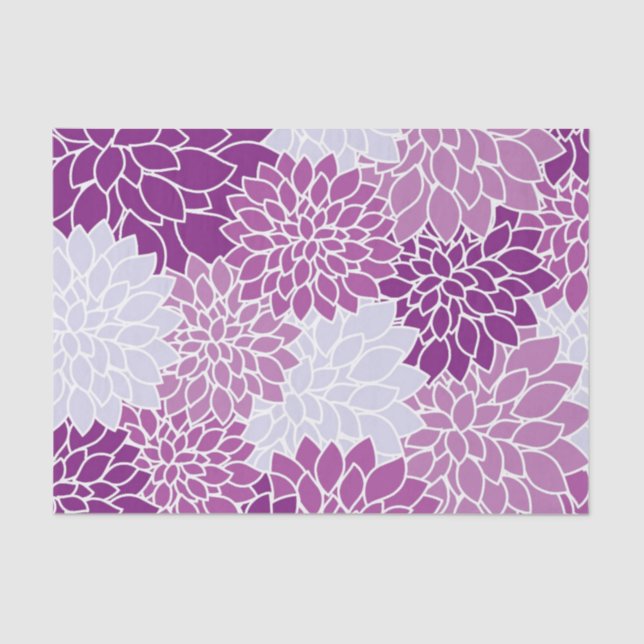 Papier Mousseline Motif de fleurs violettes (Recto)