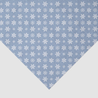 Papier Mousseline Motif de flocon de neige blanc sur fond bleu d'hiv