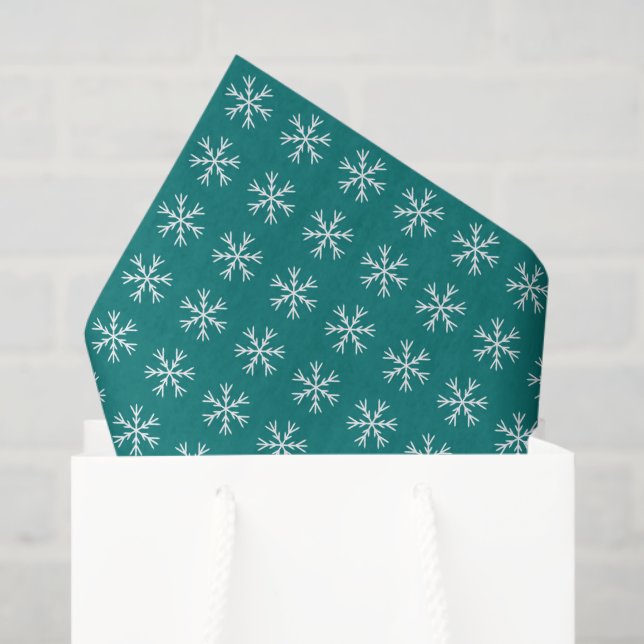 Papier Mousseline Motif de flocon de neige en Noël Turquoise (Sac cadeau)