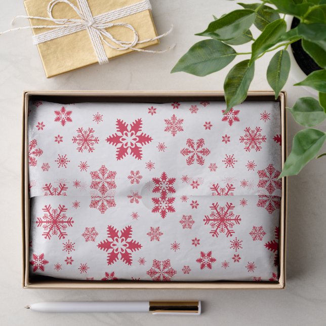 Papier Mousseline Motif de flocon de neige, Flammes de neige rouges, (Cadeau)