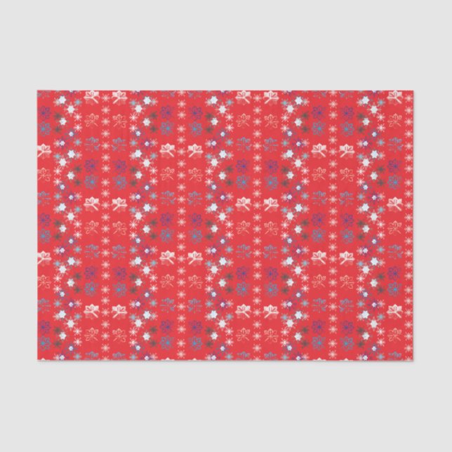 Papier Mousseline Motif de flocon de neige moderne Red Christmas (Recto)