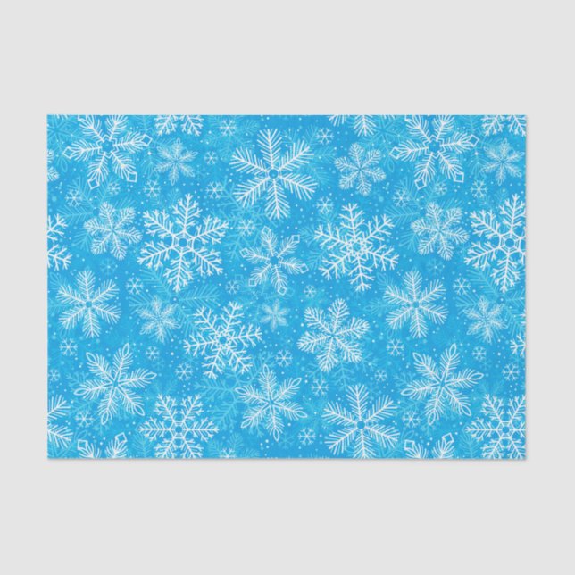 Papier Mousseline Motif de flocons blancs (Recto)