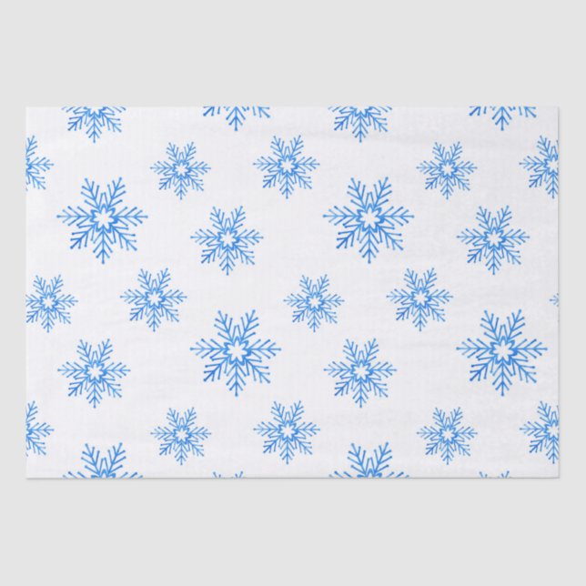 Papier Mousseline Motif de flocons d'eau bleu (Recto)