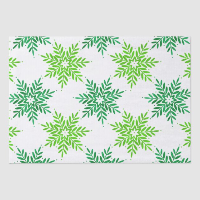 Papier Mousseline Motif de flocons d'eau vert (Recto)