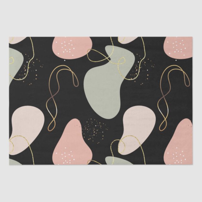 Papier Mousseline Motif de formes biologiques géométriques Boho esth (Recto)