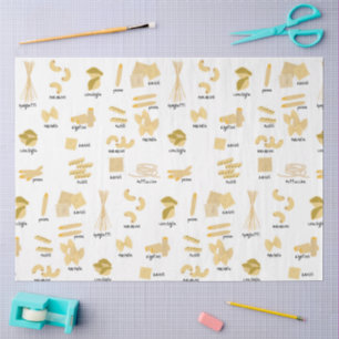 Papier Mousseline Motif de formes et noms de pâtes italiennes