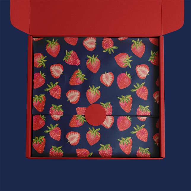 Papier Mousseline Motif de fraise d'été (Strawberry pattern tissue paper)