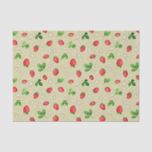 Papier Mousseline Motif de fraises d'aquarelle