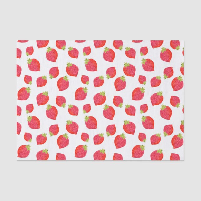 Papier Mousseline Motif de fraises d'aquarelle (Recto)