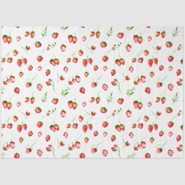 Papier Mousseline Motif de fraises et marguerites (Recto)