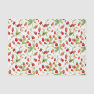 Papier Mousseline Motif de fraises sauvages Aquarelle