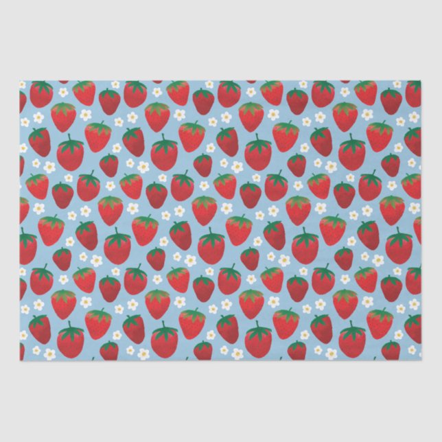 Papier Mousseline Motif de fraises sucrées (Recto)