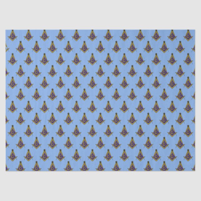 Papier Mousseline Motif de franc-maçonnerie (bleu) (Recto)