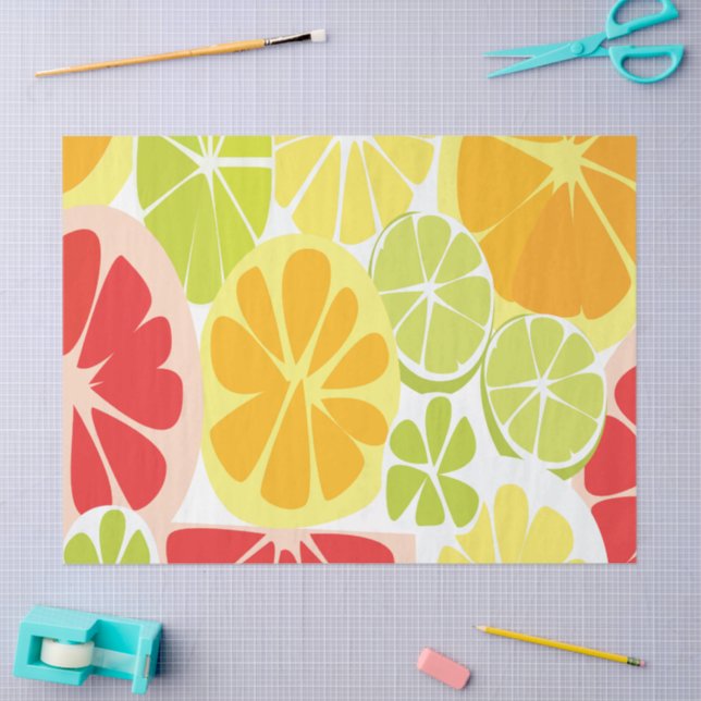 Papier Mousseline Motif de fruits d'agrumes (Artisanat)