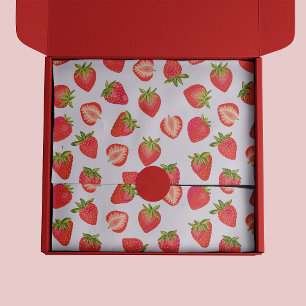 Papier Mousseline Motif de fruits d'été à la fraise rose