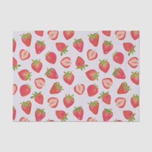 Papier Mousseline Motif de fruits d'été aux fraises roses