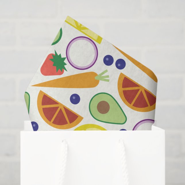 Papier Mousseline Motif de fruits et légumes modernes (Sac cadeau)