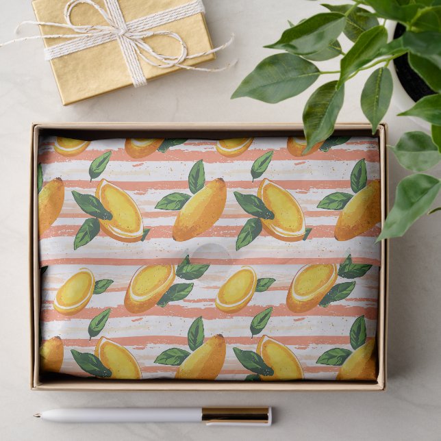 Papier Mousseline Motif de fruits Mango avec Feuilles verts (Cadeau)