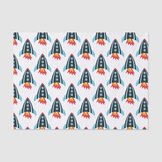 Papier Mousseline Motif de fusée spatiale pour enfants (Recto)