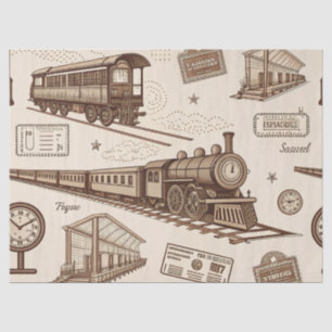 Papier Mousseline Motif de gare vintage (2)