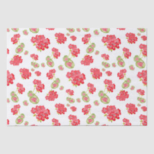 Papier Mousseline Motif de géraniums aquarelles
