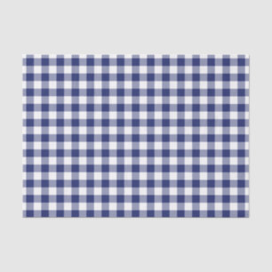 Papier Mousseline Motif de guingan de bleu marine et de blanc