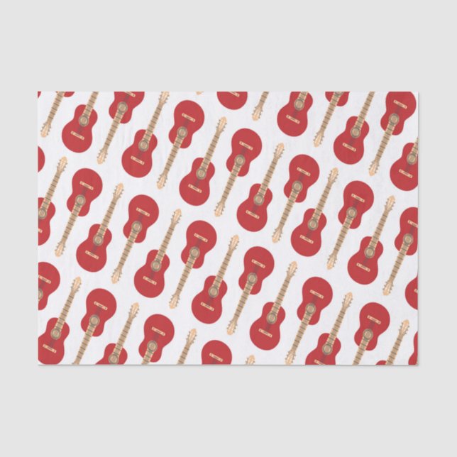 Papier Mousseline Motif de guitare rouge (Recto)