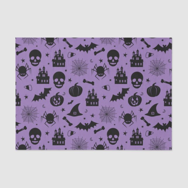 Papier Mousseline Motif de Halloween pourpre et noir (Recto)