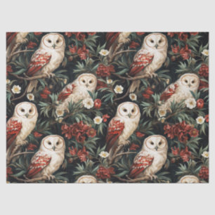 Papier Mousseline Motif de hibou floral Noël vintage fantastique