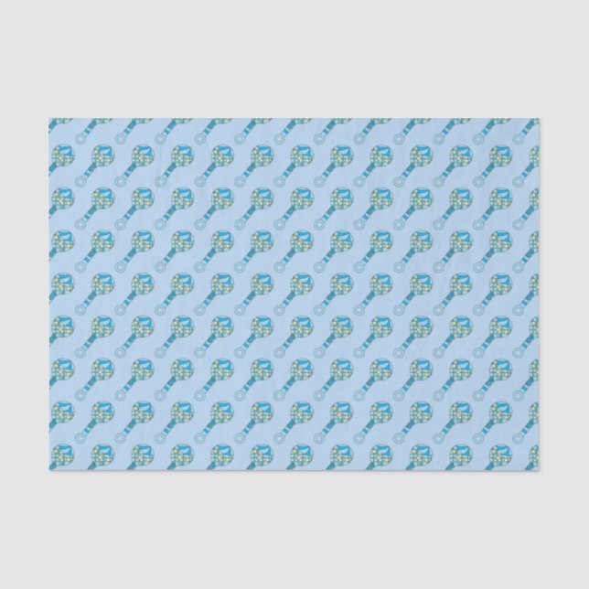 Papier Mousseline Motif de hochet de bébé bleu (Recto)