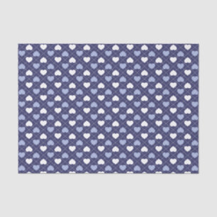 Papier Mousseline Motif de Jacquard Blue and White Hearts