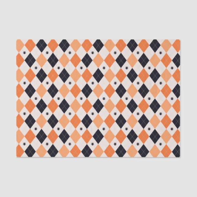 Papier Mousseline Motif de Jacquard d'Halloween Orange et Black Spid (Recto)