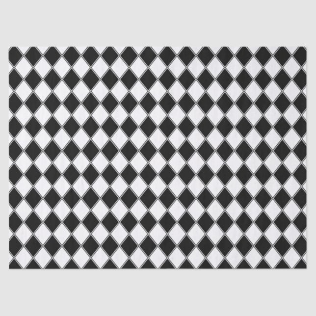Papier Mousseline Motif de Jacquard Diamant noir et blanc (Recto)