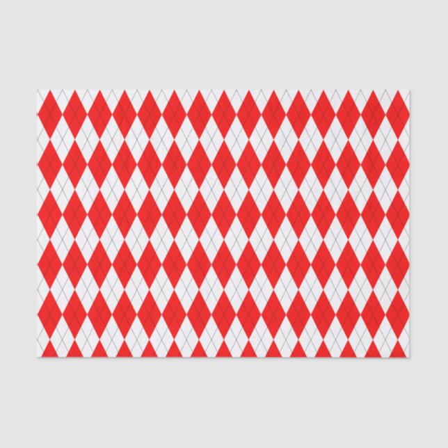 Papier Mousseline Motif de Jacquard rouge et blanc (Recto)
