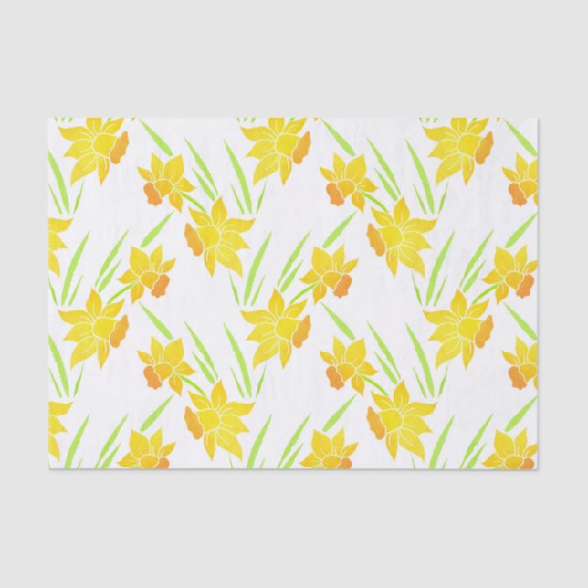 Papier Mousseline Motif de jonquilles d'aquarelle (Recto)