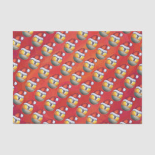 Papier Mousseline Motif de la boule Santa Hat Nine sur rouge
